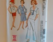 Junior Blouse, Skirt, Pants or Shorts With Sailor Influence Size 13 Vintage 60s McCall's 6865 Sewing Pattern