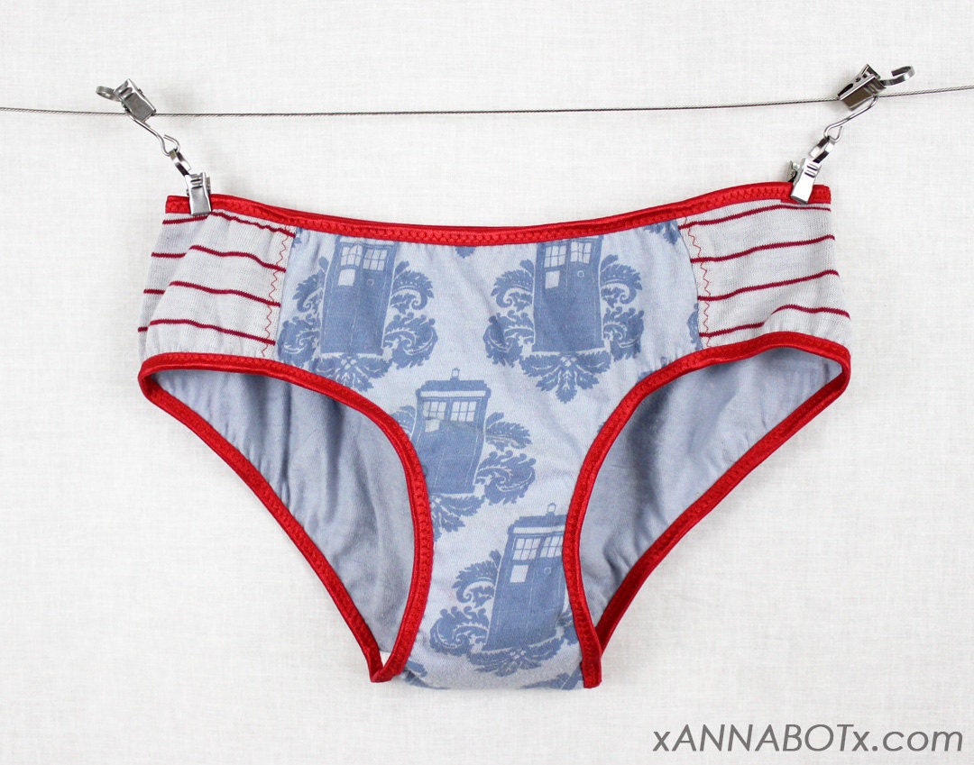 Small - Blue Doctor Who Tardis Low Rise Panties - Knickers Briefs Underwear