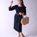Vintage 1950s Navy Silk Cocktail Dress by Herbert Schneider