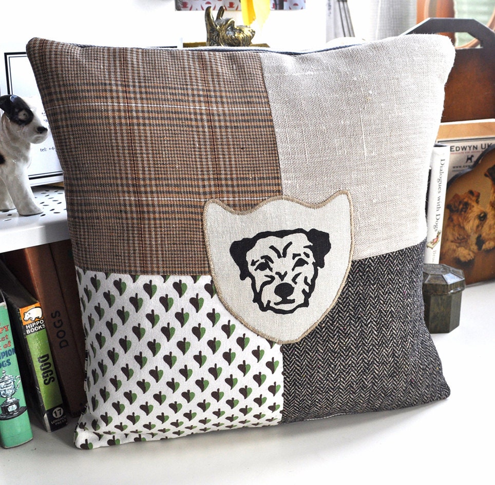 Border Terrier Print Patchwork Cushion