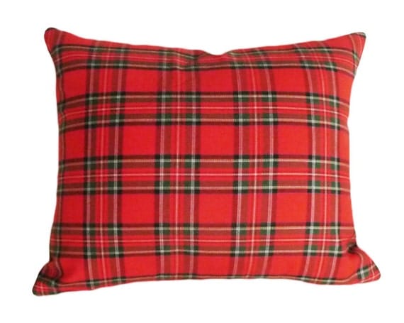 Plaid Pillows Red Throw Pillow Christmas Plaid by PillowThrowDecor