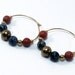 Hoop Earrings w Snowflake Obsidian and Poppy Jasper Beads - "Earthenware" Casual Jewelry, Earthy Earrings, Pierced Earrings