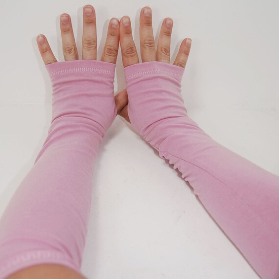 Arm Warmers in Pretty Pink Fingerless Gloves by mirabeans