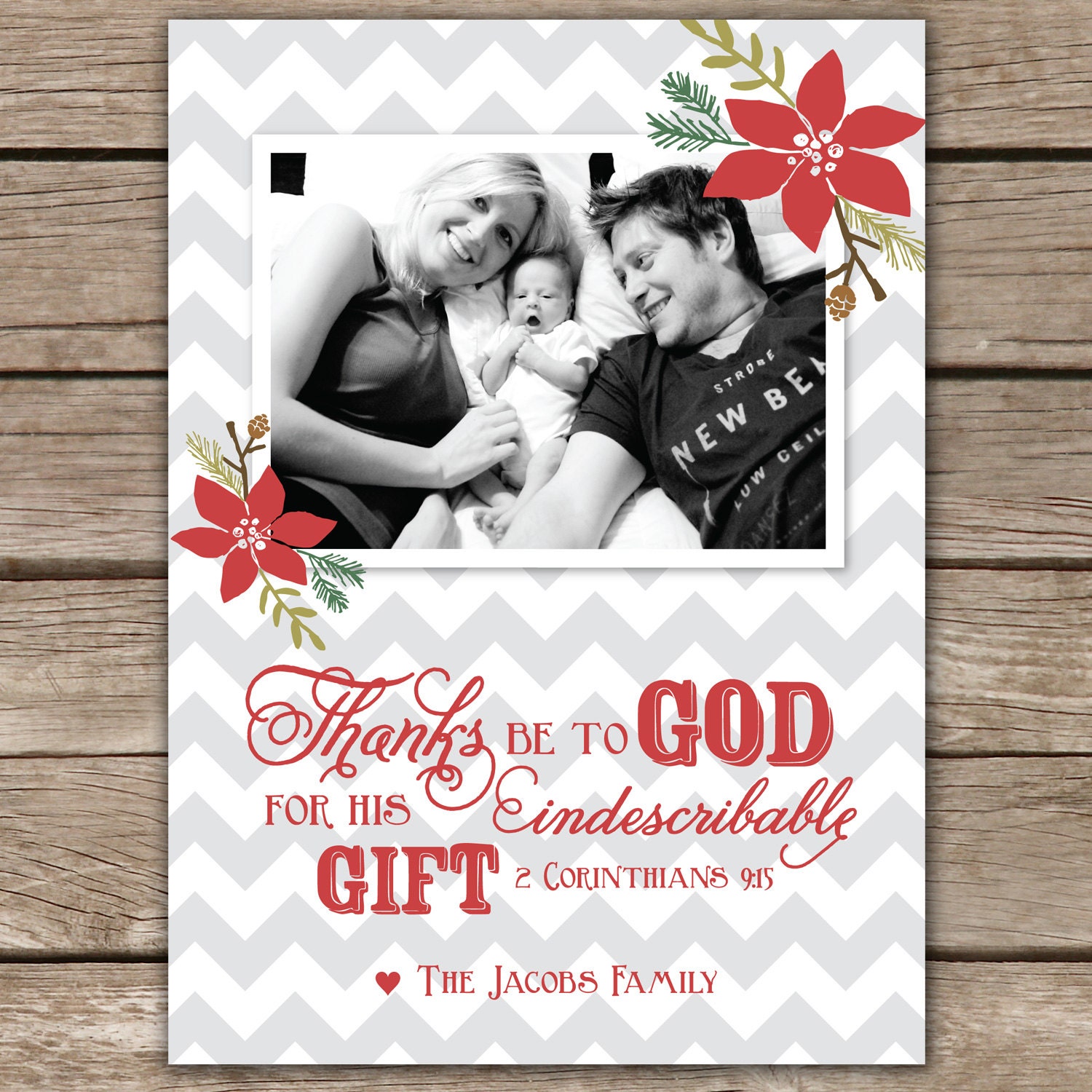 2 Corinthians 9:15 - DIGITAL Custom Christmas Holiday Photo Card Il_570xn