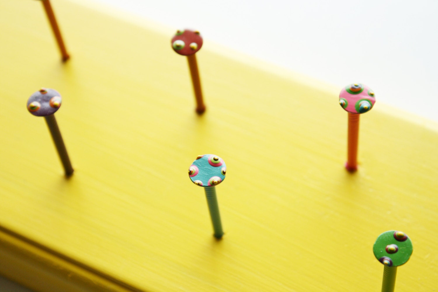 Handmade earring rack Jewelry holder Painted nail hooks Wooden jewelry display Custom jewelry organizer (large version) WALLFLOWER SANGUINE