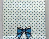 Cute "Just For You" Japanese Paper Gift Bags / Party Bags With Blue Polka Dots And Bow - Comes With Sticker Seals