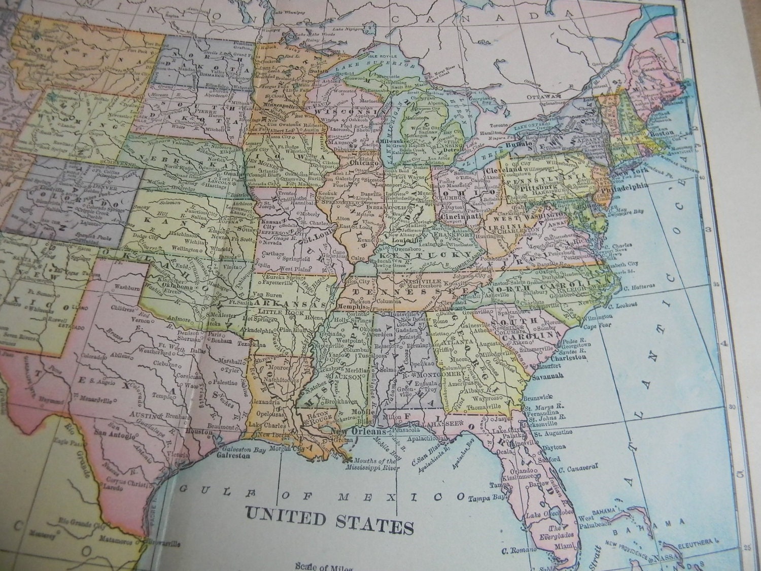 1909 Map United States - Vintage Antique Map Great for Framing 100 Years Old