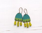 Green And Yellow Enamel Earrings