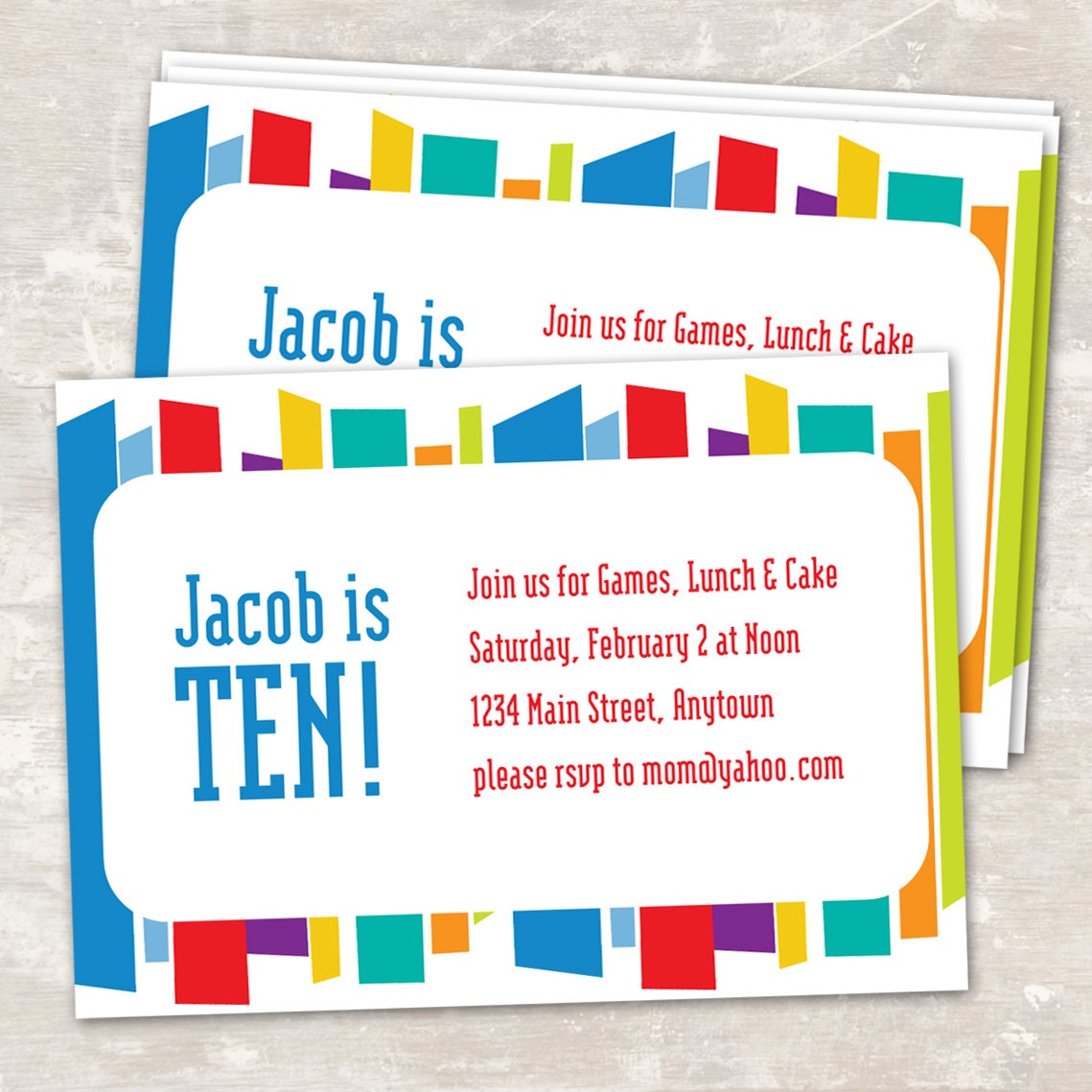 PRINT & SHIP Mod Stripe Birthday Party Invitations (set of 12) Il_570xn