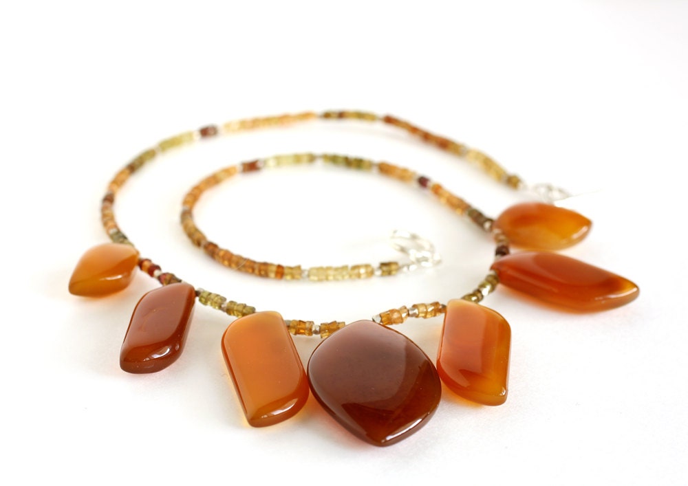 Fabulous amber shades chalcedony statement necklace