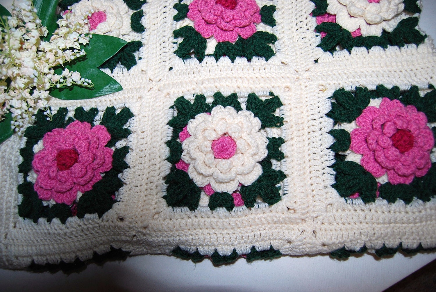 Vintage Pink Rose Afghan