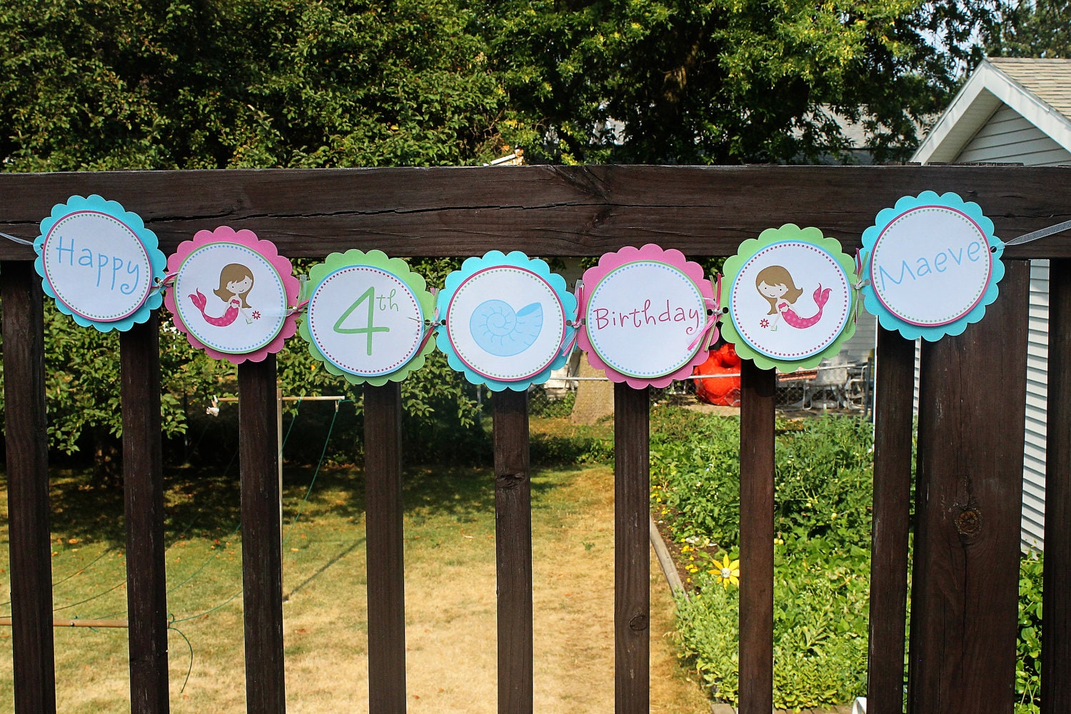 Sweet Mermaids, Happy Birthday Banner Il_570xn