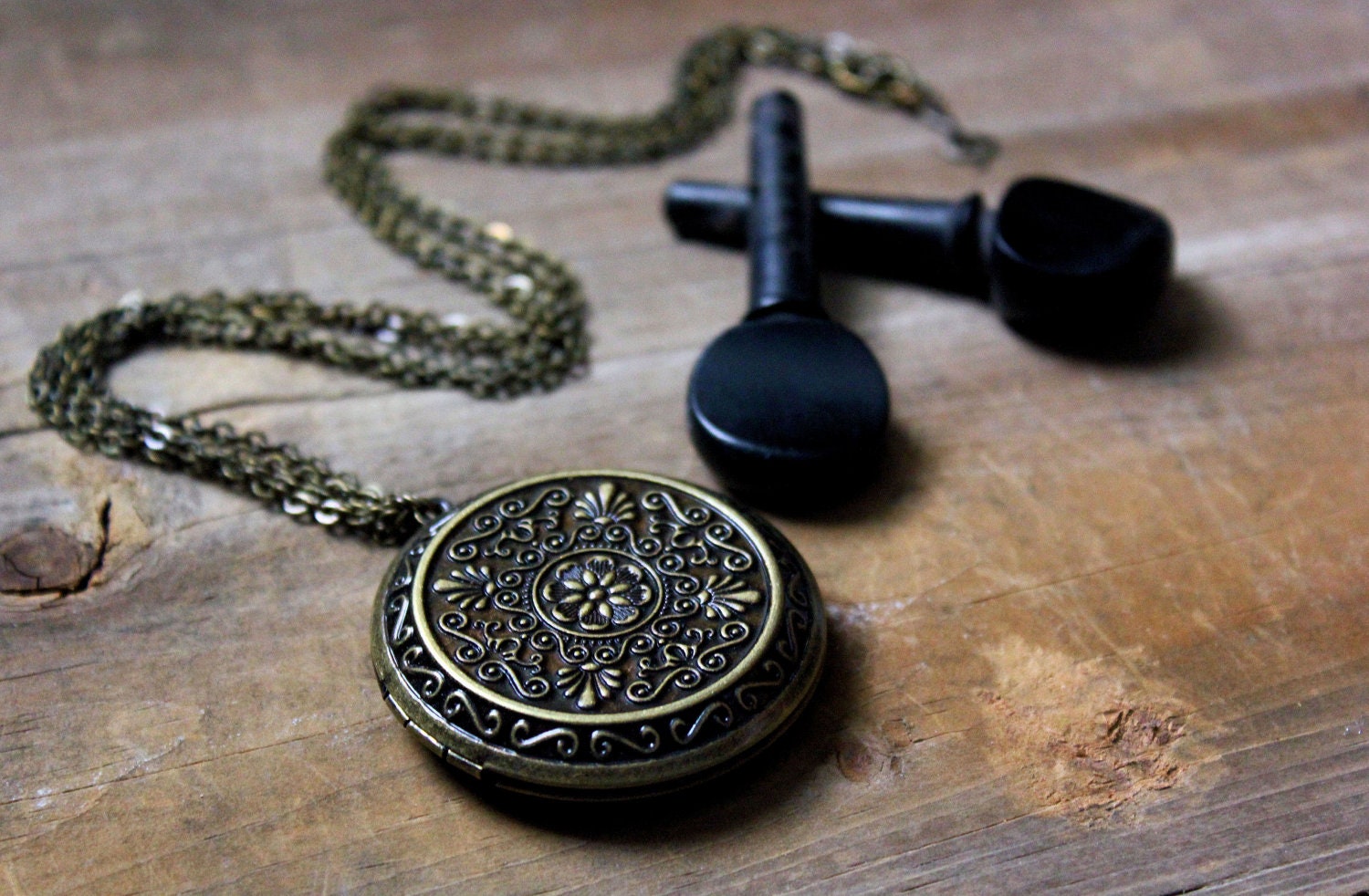 Locket of Elyria. Antiqued Brass Perfume Locket Necklace.