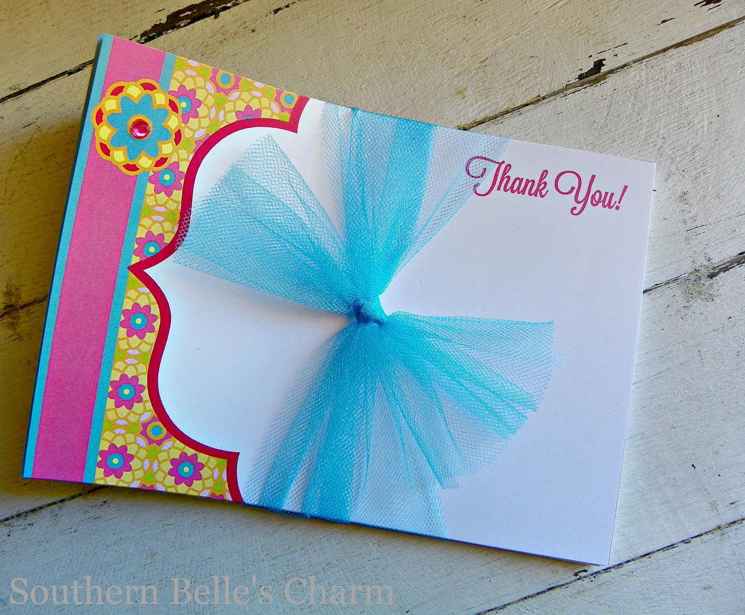 Luau/Flower Thank You Cards...Set of 10 Thank You Cards Il_170x135