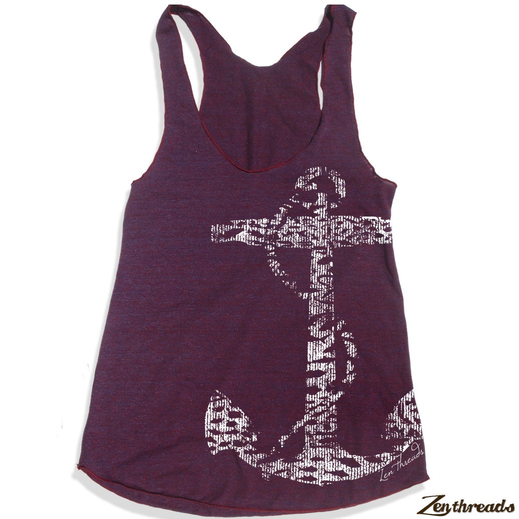 Womens Vintage ANCHOR american apparel Tri-Blend Racerback Tank Top S M L (9 Color Options)