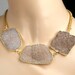 Druzy Statement Necklace Jasper Crystal Geode Large Druzy Slice Necklace Beige Sand Gold Luxury Fashion Beach Wedding