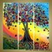 Original Whimsical Boho Gypsy Fantasy Landscape Colorful Large Painting PLUM TREE 36x36
