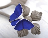 Wedding Hair Clip Silk Origami Blue and White Butterfly Bridal Fascinator Bright White Royal Blue Silks MEDIUM SIZE something blue Finland
