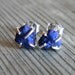 Rustic Prong Set Raw Azurite Stud Earrings in Sterling Silver