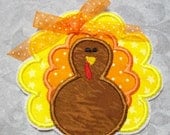 Iron On Applique -Thanksgiving Turkey with Bow 222B