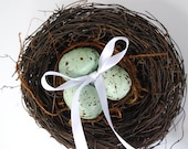 READY TO SHIP - Ring Bearer Birds Nest With Three Robin's Egg Blue Eggs