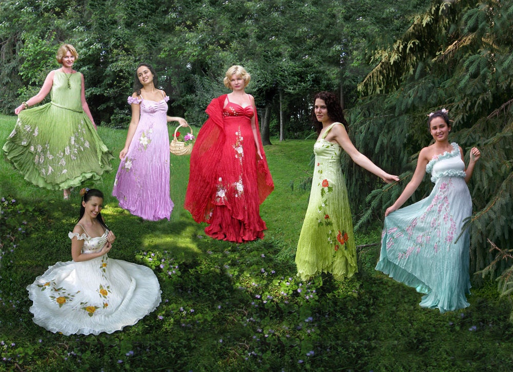 Hand painted silk gowns