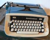 SALE 15 Percent Off ... ROYAL COLUMN 111 Blue Typewriter ... vintage typewriter