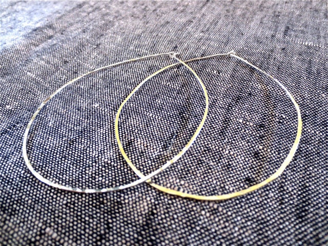 Medium 2" Thin Hammered Simple Oval Shaped Sterling Silver Hoops. . . Free Shipping.... BadkittyHawaii