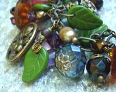 Vintage Buttons Czech Glass Garden Charm Bracelet