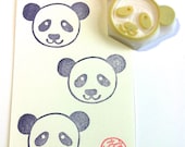 panda rubber stamp - hand carved rubber stamp - handmade rubber stamp - panda face stamp - READY TO SHIP