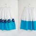 Vintage Color Blocked Whimsy 1960s Circle Midi Skirt with Embroidered Flowers .. S/M