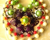 Enamel Flower Necklace Purple Jewelry Statement Necklace Colorful Jewelry Purple Necklace