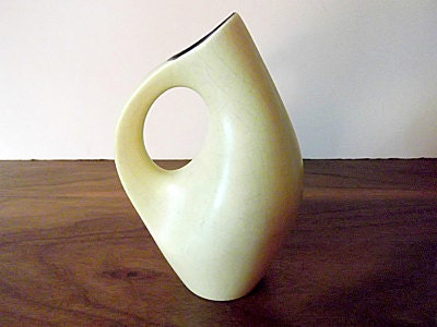 Vintage Waechtersbach Yellow Pottery Pitcher Vase, West German, Midcentury Modern
