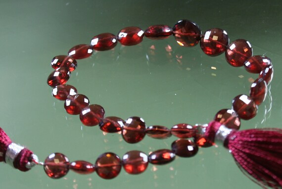 AAA Garnet Faceted Coins 7mm - 9mm