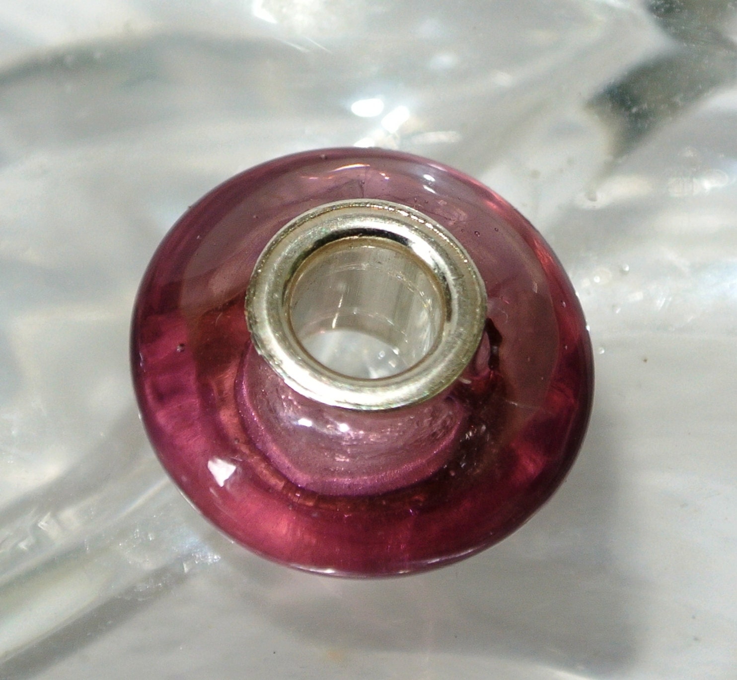 Lampwork Glass Bead for Trollbead, Biagi and other big hole bead European Bracelets - Amethyst BHB