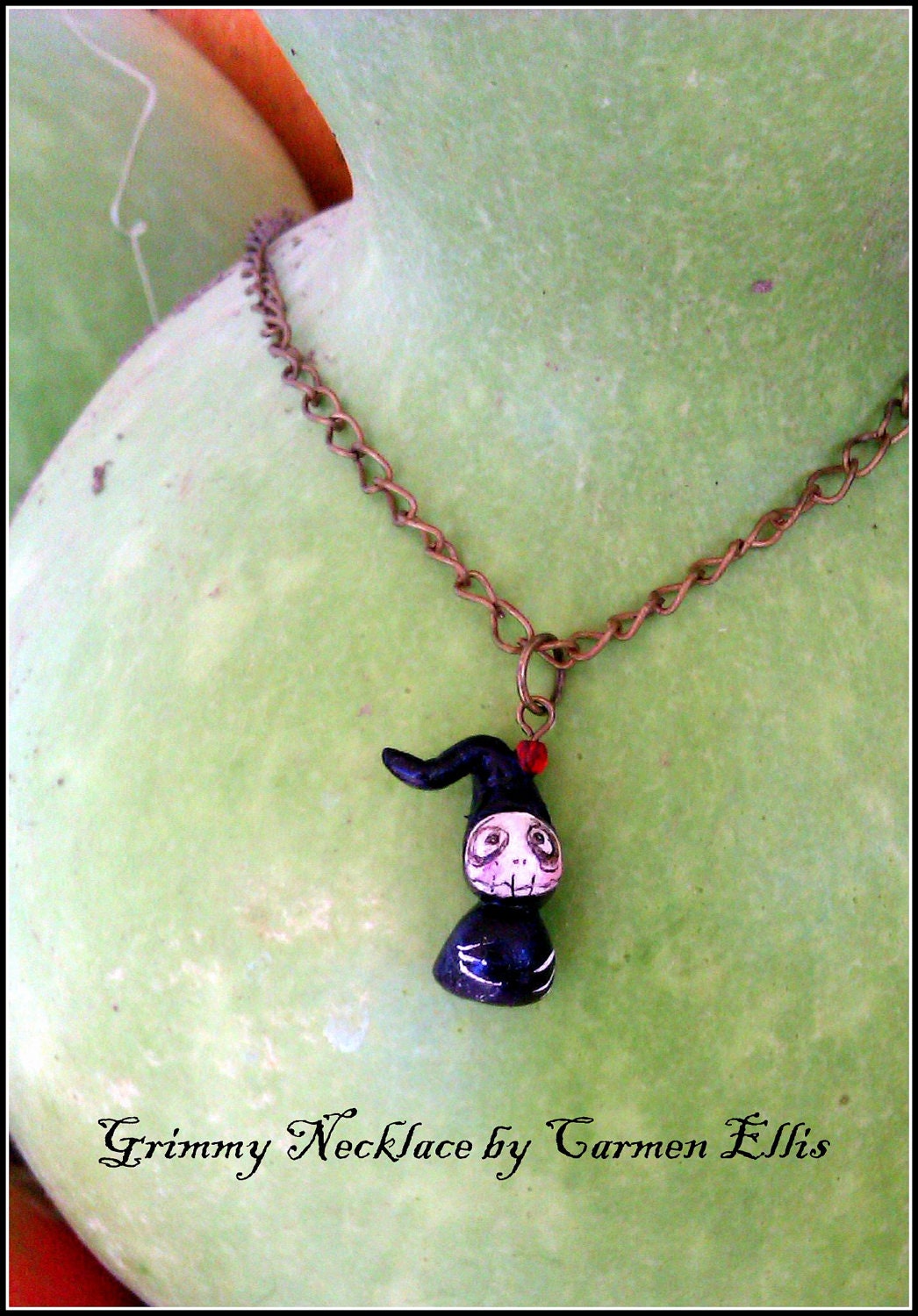 OOAK Grimmy Halloween Necklace tiny sculpt