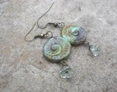 Speckled Czech Nautilus Earrings