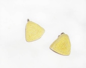 Vintage Yellow Rolled Cord Fabric Clip Earrings