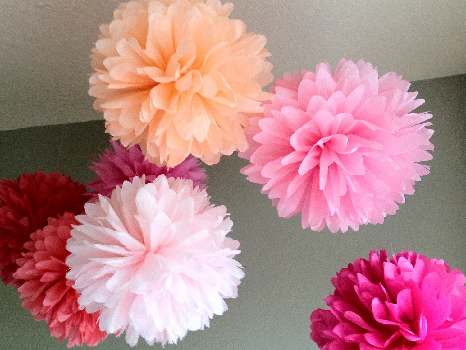 SALE 10 Tissue Paper Pom DIY Kit - Blush and Bashful - Portland Original - Feminine Pinkalicious Party Il_570xn