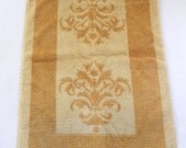 Vintage Hand Towel HARVEST GOLD Reversible Bathroom Fieldcrest Terry Cloth, Cotton, Bath