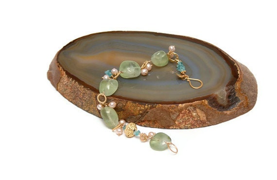 Gold Bracelet - Statement Bracelet - Gemstone Jewelry - Meadow Lark Ooak