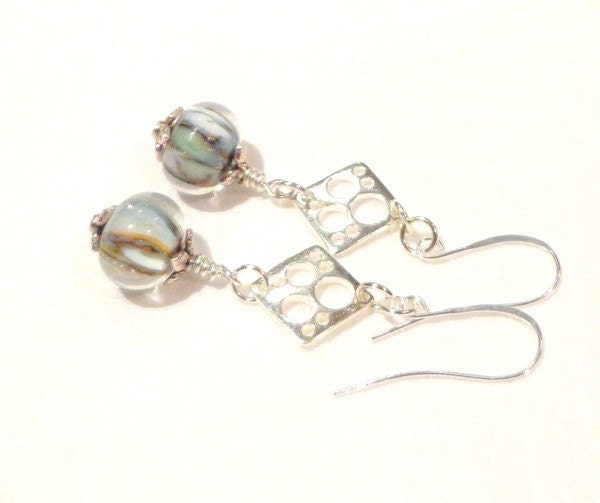 SALE Lampwork Earrings Silver Plated Dangle STUNNING Design