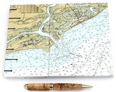 Tybee Island Nautical Guestbook - Handmade Using Vintage Georgia Chart