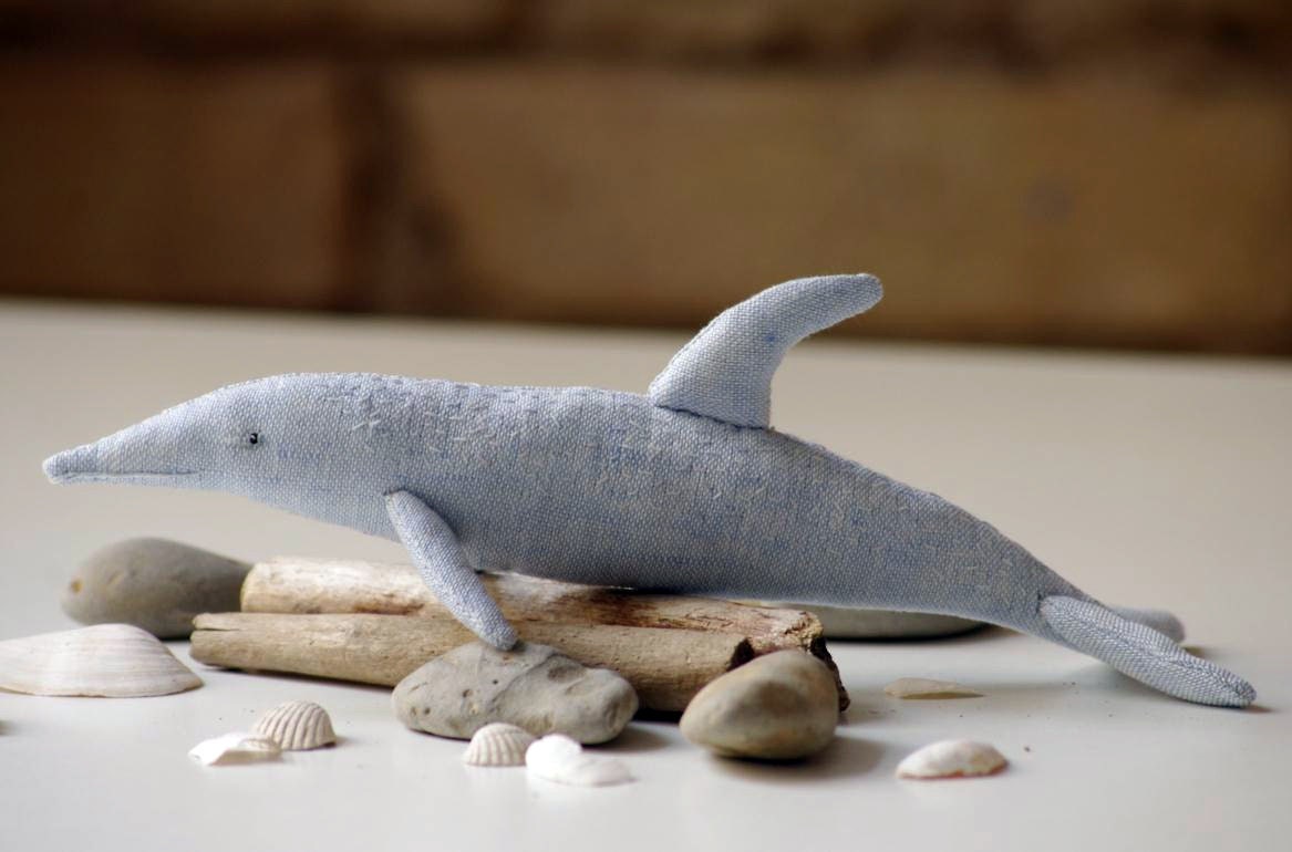 Linen dolphin/soft sculpture