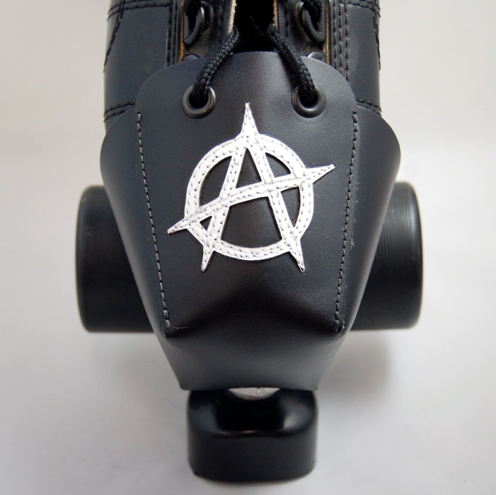 DA-45 Leather Toe Guards with White Anarchy Symbols