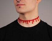 Blood Drip Necklace VonErickson's Original  Blood  choker  necklace Brite Red with small drips