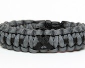 Paracord Bracelet Cobra Thin Line Ribbon - Grey with Black