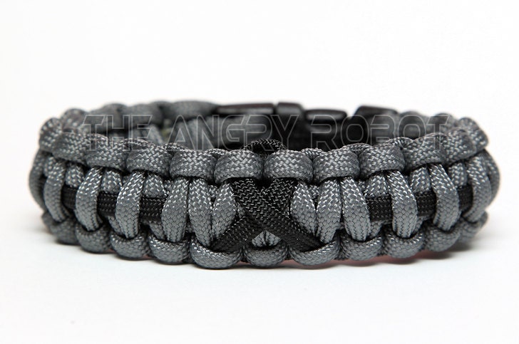 Paracord Bracelet Cobra Thin Line Ribbon - Grey with Black