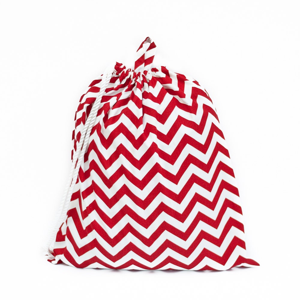 Extra Large Laundry Bag for Dorm and Travel -- Red Chevron -- Made To Order