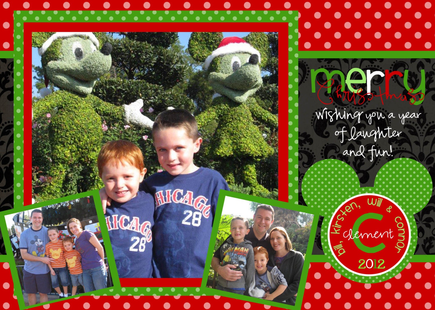 Mickey Monogram Merry Christmas Card Il_570xn